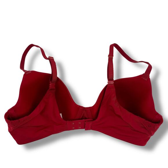 Le Mystère Lace Allure Soft Contour Bra Size 34DD Cherry Red Underwire - Picture 5 of 7